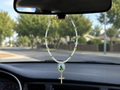 Green & White San Judas Car Rosary