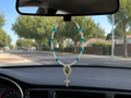 Blue & White Virgin Mary Car Rosary