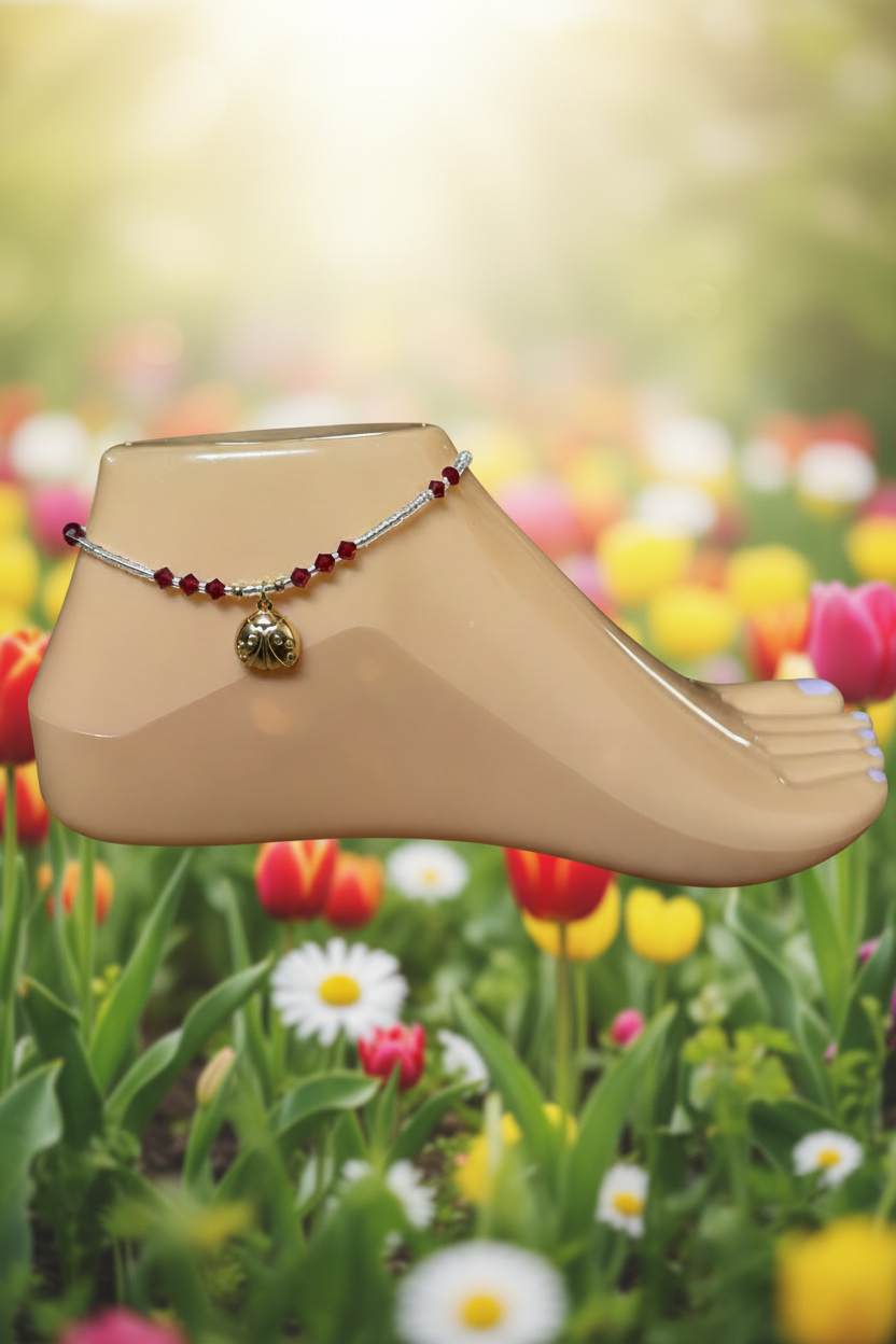 Ladybug anklet